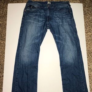 True Religion Brand Mens Blue Jeans Straight 36